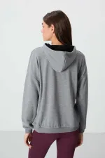 Tommylife Wholesale Hooded Oversize Women's Sweatshirt 97291 Grey Melange
