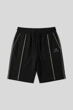 Short basique oversize noir et beige Tommylife pour homme, avec surpiqûres apparentes sur le devant - 81283