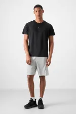 Tommylife Toptan O Yaka Standart Kalıp Aktif Spor Erkek T-Shirt 88391 Siyah