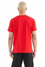 T-shirt homme Tommylife Wholesale à col Peter Pan, coupe standard, imprimé, rouge, référence 88204