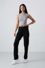 Bas de survêtement Tommylife noir avec poche zippée, coupe confortable, coupe classique, pour femme - 94195