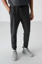Tommylife Toptan Comfort Fit Nakışlı Erkek Jogger Eşofman Alt 82123 Antrasit Melanj