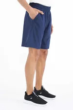 Tommylife Toptan İndigo Yan Cep Detaylı Lastikli Erkek Şort - 81238