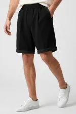 Short noir oversize basique pour homme Tommylife, coupe ample, avec ceinture - 81285