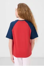 Tommylife Toptan O Yaka  Pamuklu Baskılı Oversize Fit Kız Çocuk T Shirt 75179 Fiesta