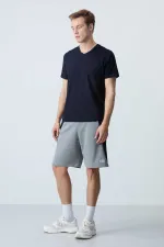 Tommylife Toptan Comfort Fit Basic Erkek Şort 81280 Gri Melanj