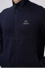 Tommylife Wholesale Textured Surface Comfortable Fit Men's Tracksuit Set 85273 Navy Blue