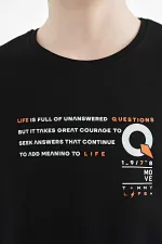 T-shirt garçon imprimé Tommylife Wholesale à col rond et coupe standard, référence 11145, noir