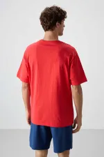 Tommylife Wholesale Crew Neck Oversize Printed Men's T-Shirt 88360 Fiesta