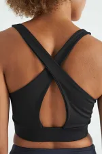 Bustier Tommylife Wholesale noir imprimé dos croisé en tissu scuba coupe slim pour femme - 97273