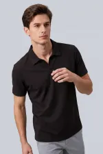 T-shirt polo marron Tommylife Wholesale pour homme, coupe confortable, texture douce - 88496