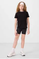 Tommylife Toptan Pamuklu O Yaka Oversize Fit Baskılı Kız Çocuk T Shirt 75177 Siyah