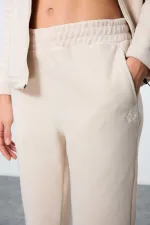 Ensemble de survêtement en polaire Tommylife Wholesale pour femme, coupe classique, col montant, taille oversize, beige, référence 95339