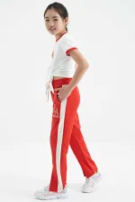 T-shirt fille Tommylife en gros, blanc imprimé, col rond, détails de cravate multicolores - 75113