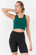 Débardeur court vert basique sans manches à col en U pour femme Tommylife Wholesale - 97162