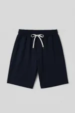Short basique Tommylife pour homme, coupe standard, bleu marine, avec poches arrière - 88314