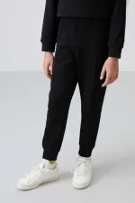 Tommylife Toptan 3-9 Yaş O Yaka Oversize Kız Çocuk Eşofman Takımı 75145 Siyah