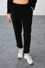 Ensemble de survêtement en polaire Tommylife Wholesale pour femme, coupe classique, col montant, taille oversize, noir, référence 95339