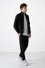 Tommylife Toptan Rahat Kalıp Fermuarlı Sweat Erkek Eşofman Takım 85072 Siyah