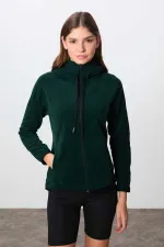 Tommylife Wholesale Hooded Standard Fit Zip-Up Women's Fleece Sweatshirt 97287 Pine Green