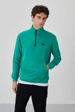 Tommylife Wholesale Herbert Standard Fit Stand-Up Collar Men's Tracksuit Set 85233 Sea Green - Navy Blue