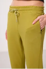 Tommylife Toptan Yumuşak Dokulu Gizli Fermuarlı Dar Paça Kadın Pantolon - 94668 Koyu Hardal