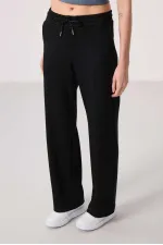 Tommylife Toptan Yumuşak Dokulu Cepli Ön Dikiş Detaylı Kadın Palazzo Pantolon - 94670 Siyah