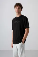 Tommylife Wholesale Crew Neck Oversize Printed Men's T-Shirt 88329 Black