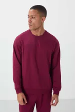 Tommylife Toptan Rahat Kalıp Basic Erkek Eşofman Takım 85263 Erguvan