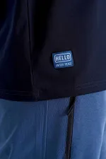 Tommylife Wholesale Navy Blue Text Print Standard Fit Crew Neck Men's T-Shirt - 88172