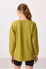 Sweat-shirt tunique Tommylife Wholesale pour femme, col rond, coupe décontractée, texture douce - 97305 Moutarde foncé