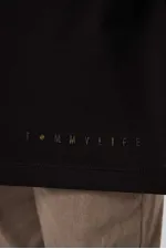 Tommylife Wholesale Cotton Soft Textured Oversize Basic Boys' T-Shirt 11297 Black