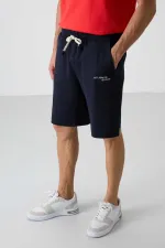 Tommylife Toptan O Yaka Oversize Erkek T-Shirt Şort Takım 85250 Fiesta - Lacivert