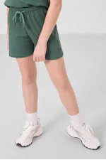 Ensemble short basique pour fille Tommylife, en coton doux texturé, coupe standard, vert clair, réf. 75184