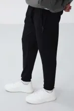 Tommylife Toptan Siyah Fermuar Cepli Standart Kalıp Jogger Erkek Eşofman Alt - 84651