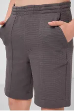 Tommylife Wholesale Cotton Soft Textured Standard Fit Basic Boys' Shorts 11289 Dark Grey