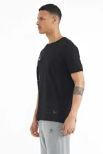 T-shirt homme Tommylife Wholesale noir imprimé, col rond, coupe standard - 88216