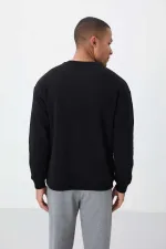 Sweat-shirt basique Tommylife Wholesale à col rond et coupe décontractée pour homme, référence 88418, noir