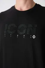 Tommylife Toptan O Yaka Oversize Baskılı Erkek T-Shirt 88331 Siyah