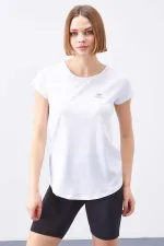 T-shirt femme Tommylife Wholesale blanc à manches courtes et col rond, coupe standard - 97101