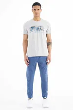 Tommylife Wholesale Oscar Crew Neck Standard Fit Printed Men's T-Shirt 88226 Grey Melange