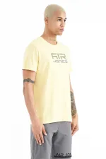 Tommylife Toptan Liam O Yaka Standart Kalıp Baskılı Erkek T-Shirt 88207 Sarı
