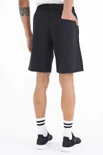 Tommylife Toptan Siyah Yan Cep Detaylı Lastikli Erkek Şort - 81238