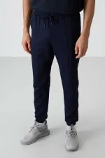 Tommylife Toptan Comfort Fit Nakışlı Erkek Jogger Eşofman Alt 82123 İndigo