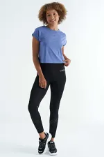 Tommylife Wholesale Purple Logo Print Crew Neck Drop Sleeve Oversize Women's Crop T-Shirt - 97262