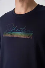 Tommylife Toptan O Yaka Oversize Baskılı Erkek T-Shirt 88334 Lacivert