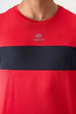 Tommylife Toptan O Yaka Standart Kalıp Aktif Spor Erkek T-Shirt 88398 Kırmızı