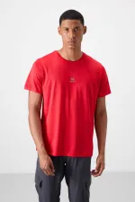 Tommylife Toptan O Yaka Standart Kalıp Aktif Spor Erkek T-Shirt 88397 Kırmızı
