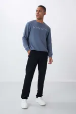 Tommylife Toptan Dar Kalıp Klasik Paça Erkek Eşofman Alt 84669 Lacivert