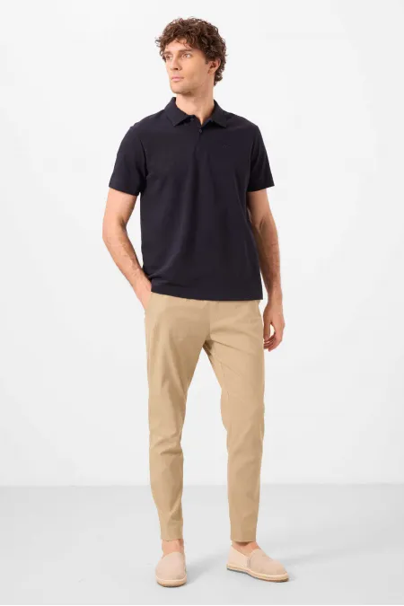 Pantalon chino extensible léger, coupe standard, tissé, Tommylife Wholesale, beige foncé, référence 82177